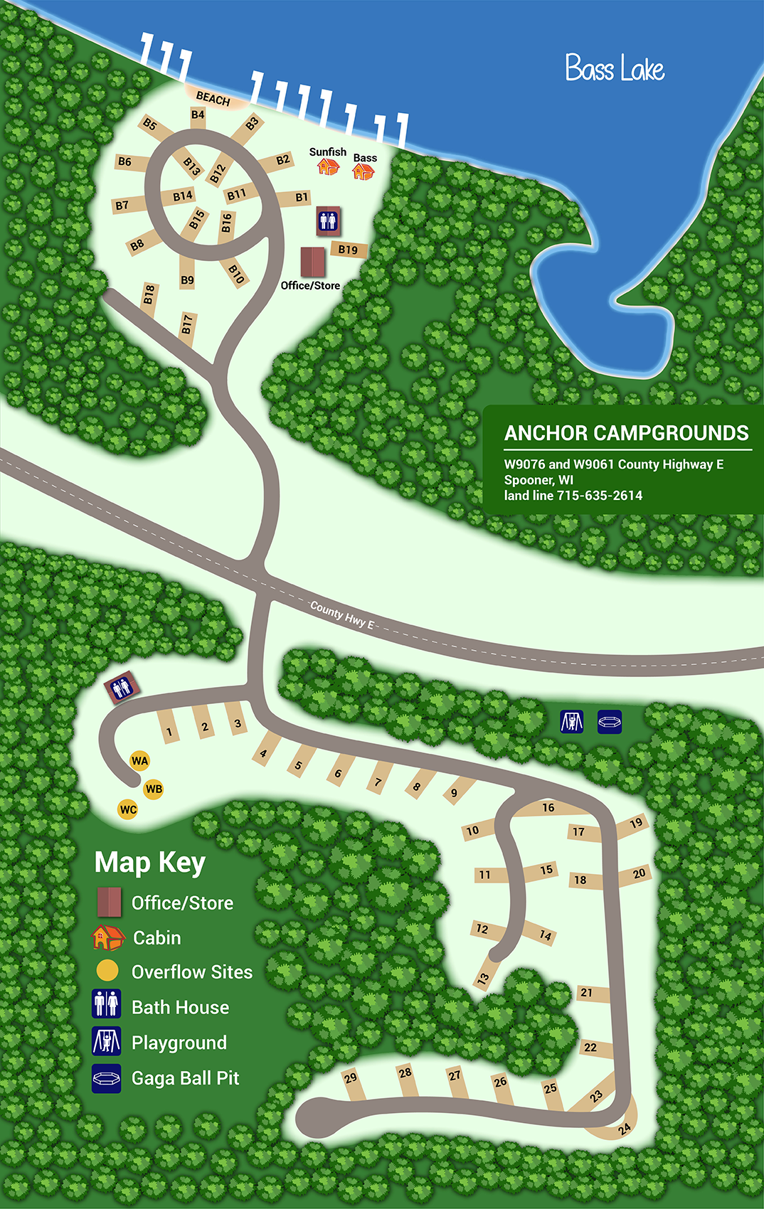 Campground Map for Anchor Campgrounds in WI